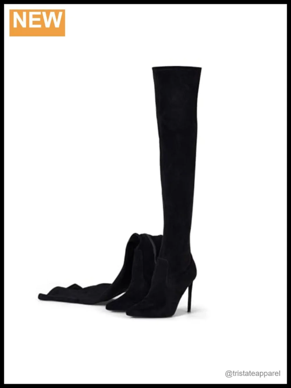 Over the Knee Boots Stretch Suede Pointed Toe Stiletto Heel Side Zip